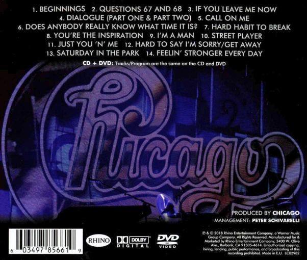 CHICAGO - Greatest Hits Live (2018) back