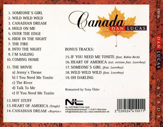 DAN LUCAS - Canada [YesterRock remastered +5] back