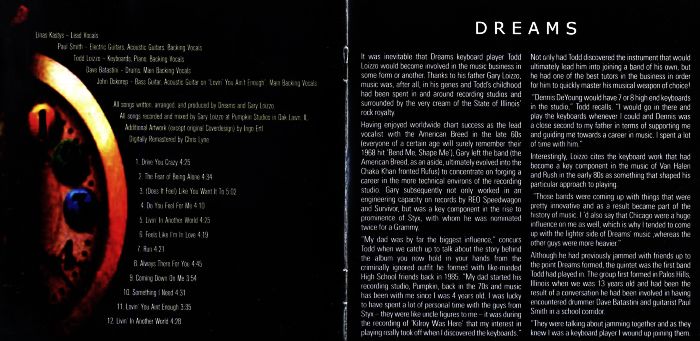 DREAMS - Dreams [AOR Heaven Classix remaster]  booklet