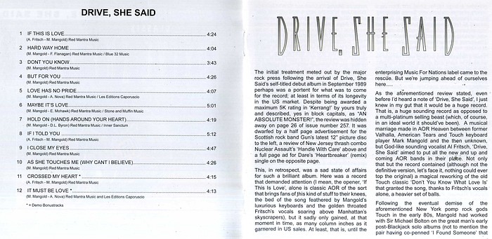 DRIVE SHE SAID - ST [AOR Heaven Classix remastered +2] booklet