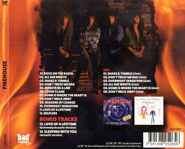 FIREHOUSE - FireHouse [2-CD Bad Reputation Records remaster + 8] (2017) back