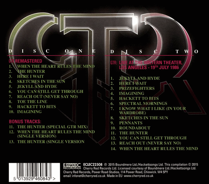 GTR - GTR [2CD Deluxe Expanded Remastered Edition] (2015) back