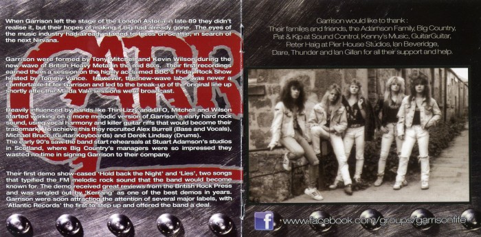 GARRISON - The Demo Recordings [digitally remastered] booklet