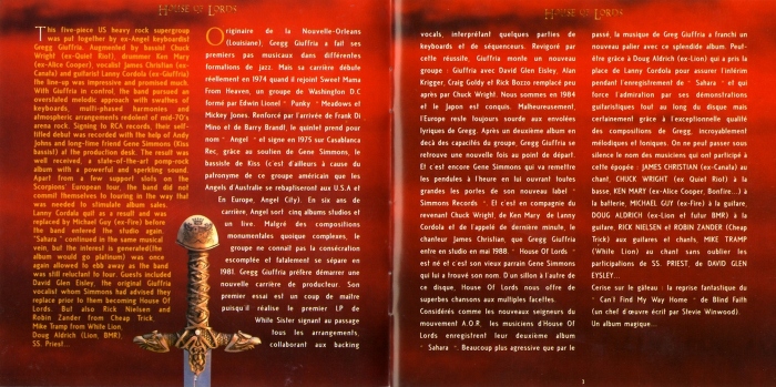 HOUSE OF LORDS - Sahara [Axe Killer / Bad Reputation remaster Ltd Edition +1] booklet