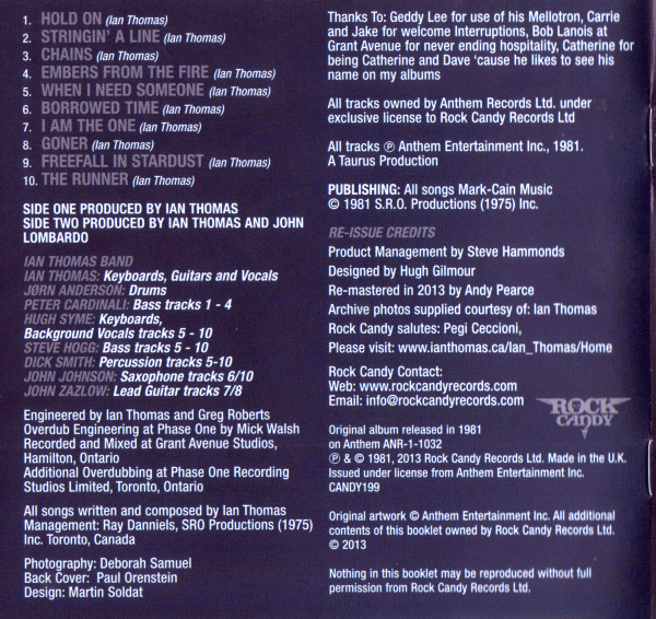 IAN THOMAS - The Runner [Rock Candy remaster] (2013) inside cover