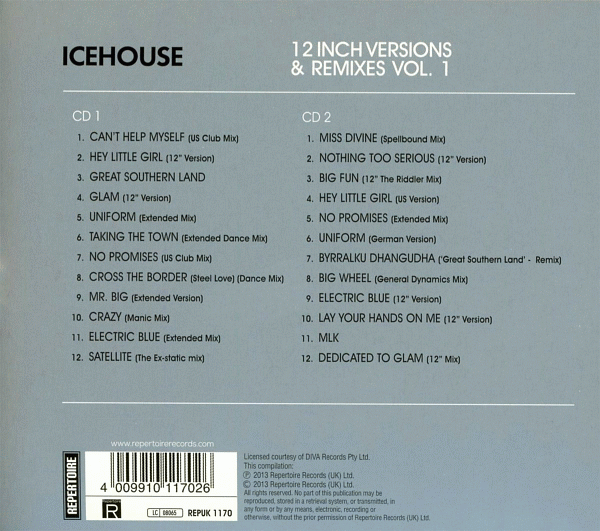 ICEHOUSE - 12 Inch Versions & Remixes Vol.1 [2CD] (2013) back cover