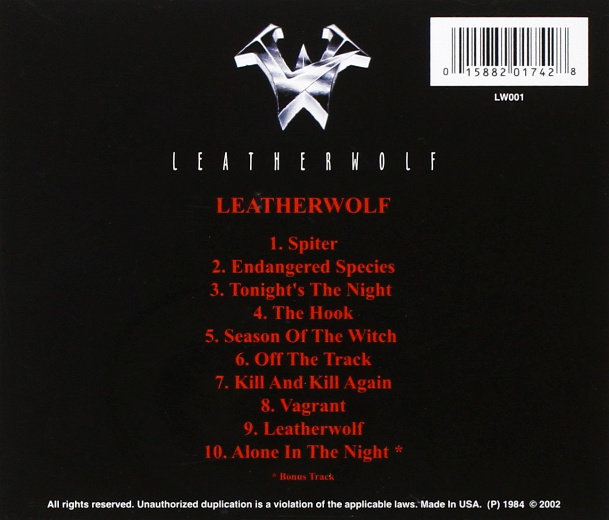 LEATHERWOLF - Leatherwolf 1 (aka Endangered Species) [Remastered +1] Out Of Print - back