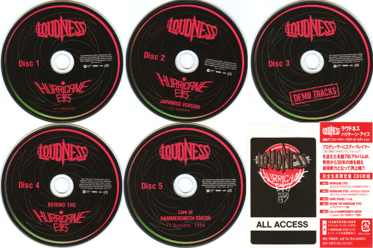LOUDNESS - Hurricane Eyes [30th Anniversary Ltd Edition Box 5-CD remastered] (2017) discs