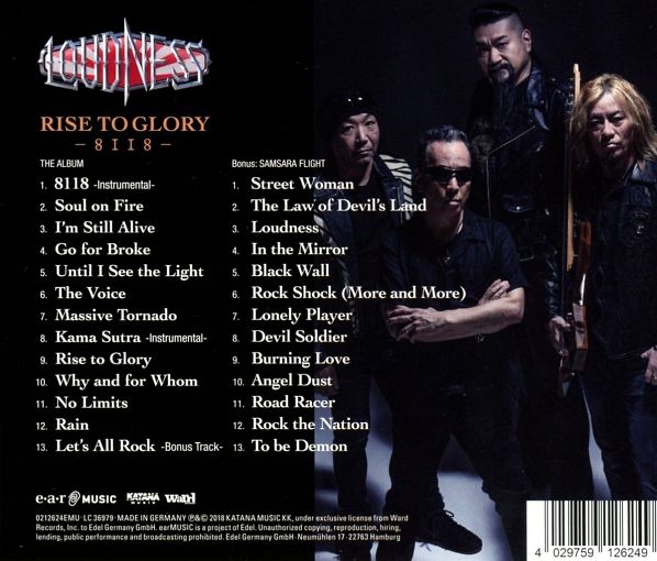 LOUDNESS - Rise To Glory (2018) back