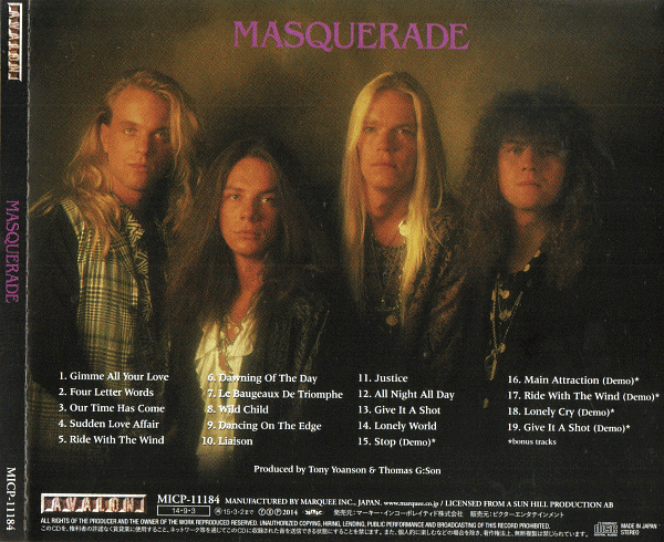 MASQUERADE - Masquerade [Japanese Remaster +5] (2014) back cover