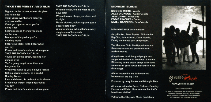 MIDNIGHT BLUE - Take The Money And Run [YesterRock remaster] (2013) booklet