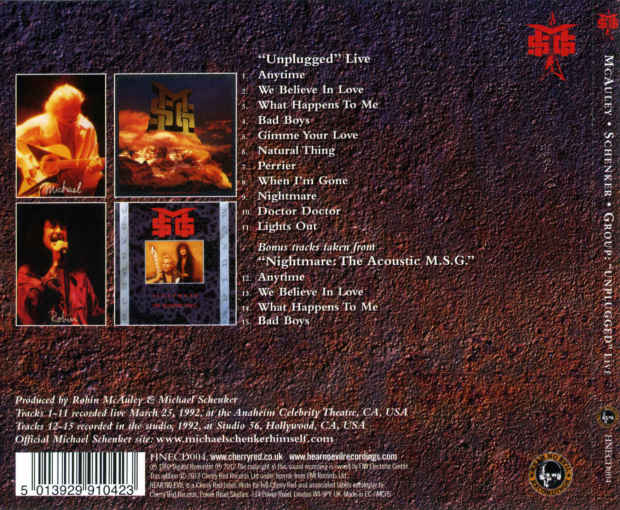 McAULEY SCHENKER GROUP - Unplugged Live [Cherry Red / Hear No Evil remaster +4] back