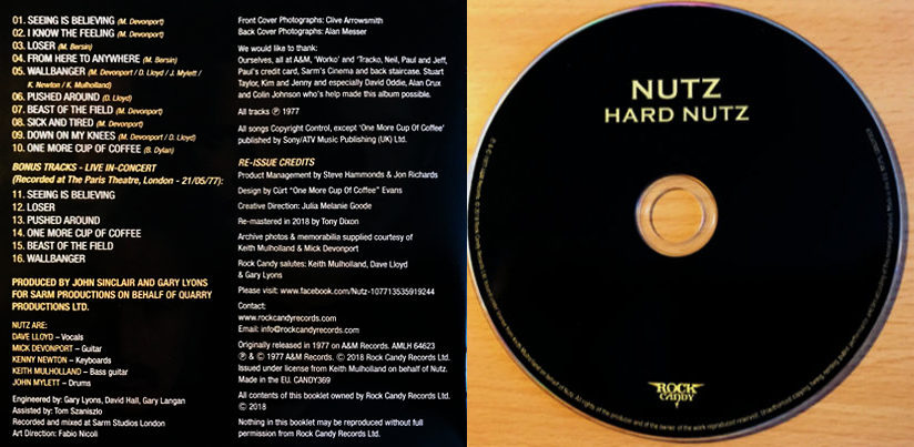 NUTZ - Hard Nutz [Rock Candy remastered +6] (2018) disc