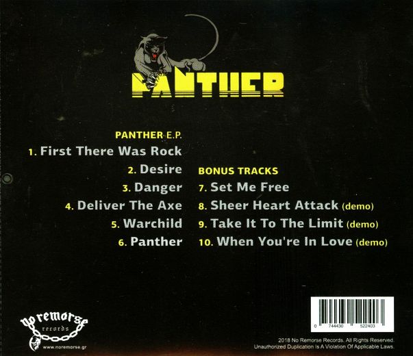 PANTHER (Jeff Scott Soto first band) - Panther +4 [Digitally Remastered] back