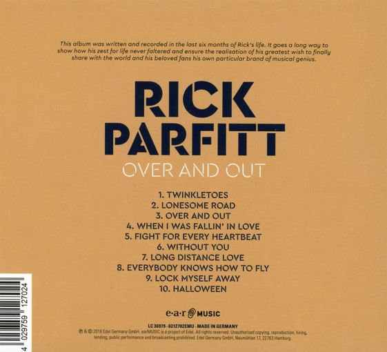 RICK PARFITT (Status Quo) - Over And Out (2018) back