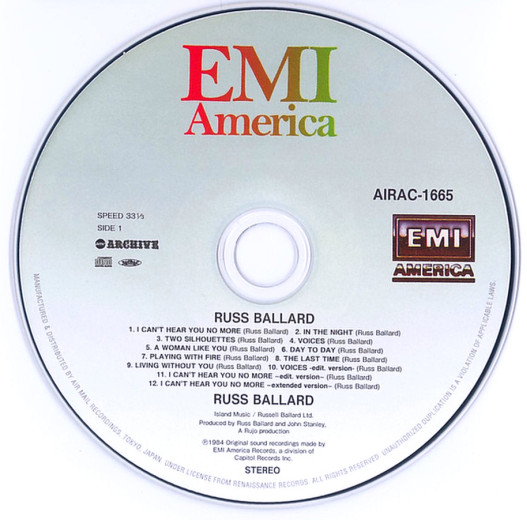 RUSS BALLARD - Russ Ballard '84 [Air Mail Archive Japan miniLP remastered +4] disc