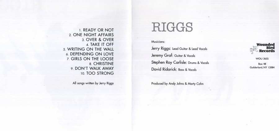 RIGGS - Riggs [Wounded Bird Records remaster] booklet