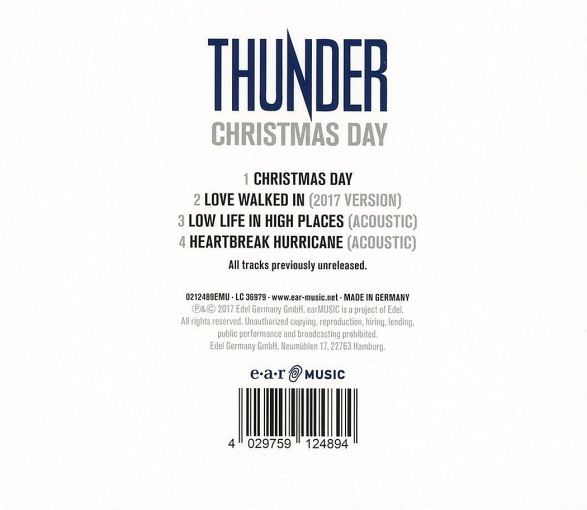 THUNDER - Christmas Day (2017) back