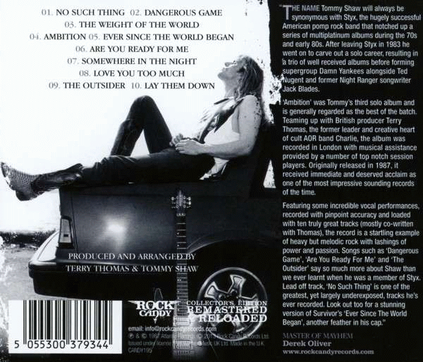 TOMMY SHAW - Ambition [Rock Candy remaster] back cover