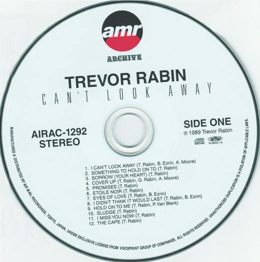 TREVOR RABIN - Can't Look Away [Air Mail Archive Japan miniLP digitally remastered] disc