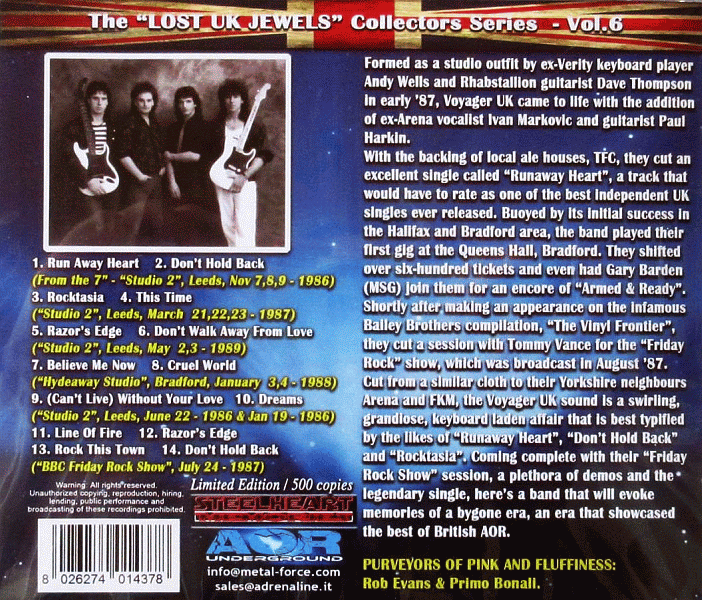 VOYAGER UK - Run Away Heart (Lost UK Jewels) back cover