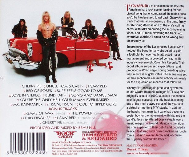 WARRANT - Cherry Pie [Rock Candy remastered +5] back