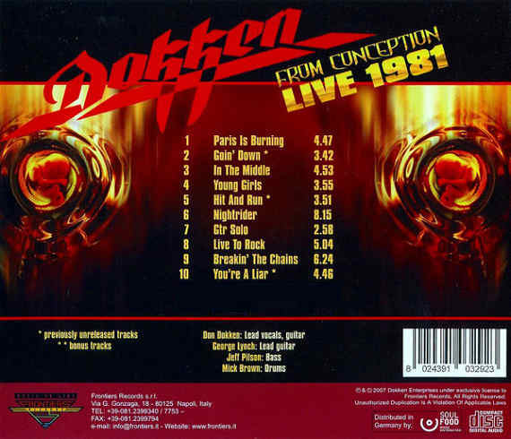 DOKKEN - From Conception : Live 1981 back