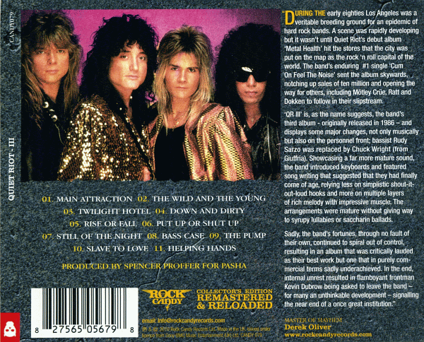 QUIET RIOT - III [Rock Candy remaster] back cover