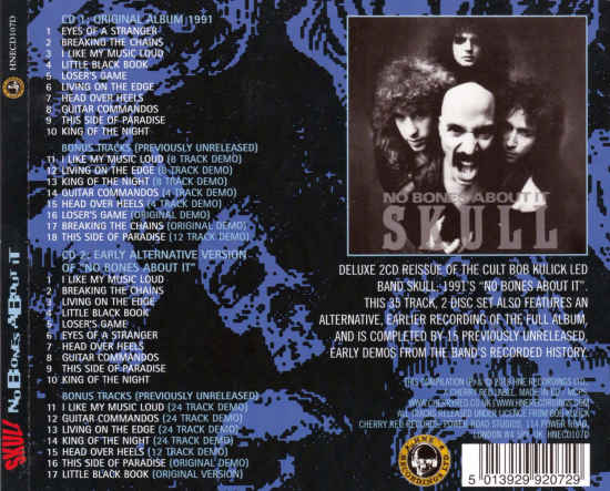 SKULL (Bob Kulick) - No Bones About It [HNE Remastered 2-CD reissue / unreleased tracks] back