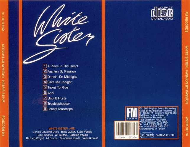 WHITE SISTER - Fashion By Passion [FM Records reissue] back