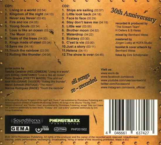 AXXIS - 30th Anniversary ; Best Of EMI Years (2019) back