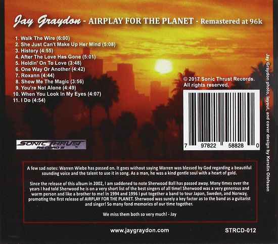 JAY GRAYDON - Airplay For The Planet [Remastered at 96k by Jay Graydon] (2017) back