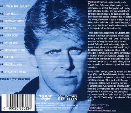 PETER CETERA (Chicago) - Peter Cetera [Rock Candy remaster] back