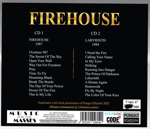 FIREHOUSE - The Story Of Italian A.O.R. Band 1987-1994 [Digitally Remastered] back